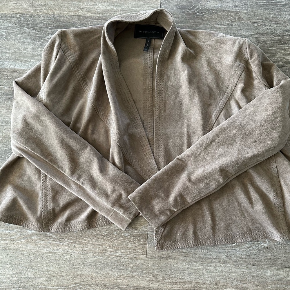 Bcbg Maxazria pre owned Medium drape faux suede jacket….